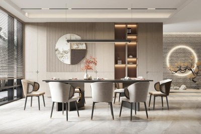 新中式餐厅3D模型下载